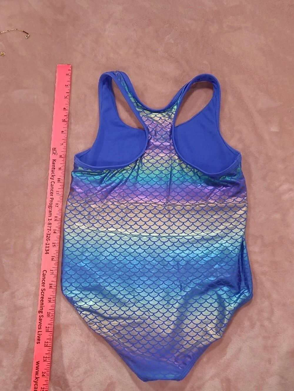 wonder nation Blue Mermaid Club One-Piece Swimsuit with Iridescent Panels